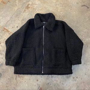 Fuzzy oversized zip up jacket